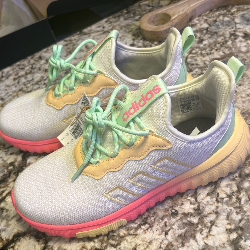 Adidas woman’s Sneakers - White, Yellow, and Pink